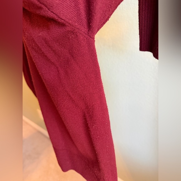 LOFT Deep Burgundy V-Neck Sweater - Picture 7 of 11